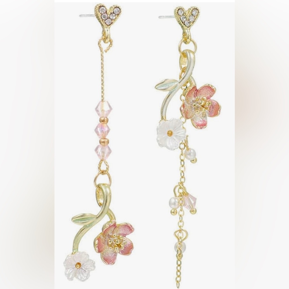 NWT Pink Cherry Blossoms Flower Earrings